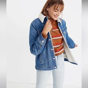 Madewell The Oversized Jean Jacket in Pinehill Wash: Sherpa Edition